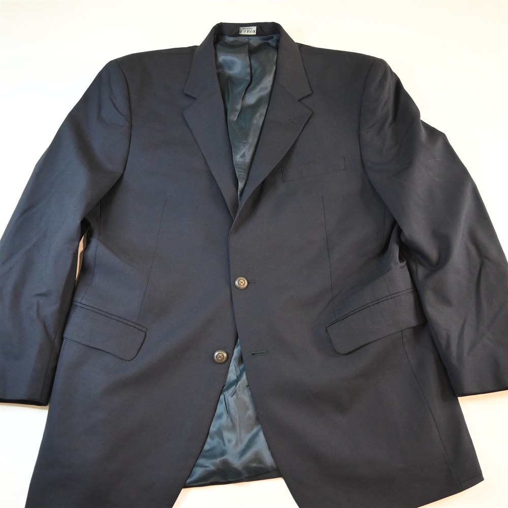 Jos A Bank 42R Navy Blue 100% Wool Gold Button Mens Blazer Jacket Sport Coat